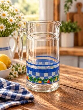 Vintage Arcopal Glass Juice Pitcher Country Cottage Kitchen